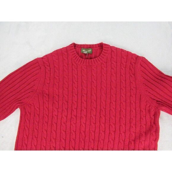 Vintage Eddie Bauer Sweater Mens XL Tall Red Cable Knit Lambs Wool Blend Long Sl - Picture 5 of 10